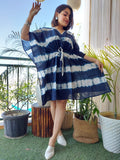 Blue Tie n Dye Breathable Printed Cotton Kaftan Dress – Summer Wear