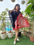 Deep Blue Red Tie n Dye Breathable Printed Cotton Kaftan Dress – Summer Wear