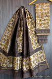 Mustard Brown Block Printed Chanderi Silk Suit Dress Material with Dupatta