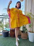 Yellow Tie n Dye Breathable Cotton Kaftan Dress – Summer Wear
